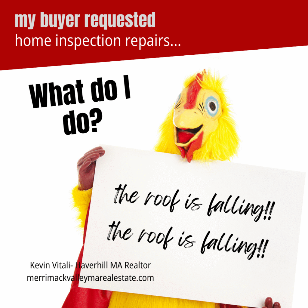 chiken little the sky is falling- what to do when home buyers request home inspection repairs.